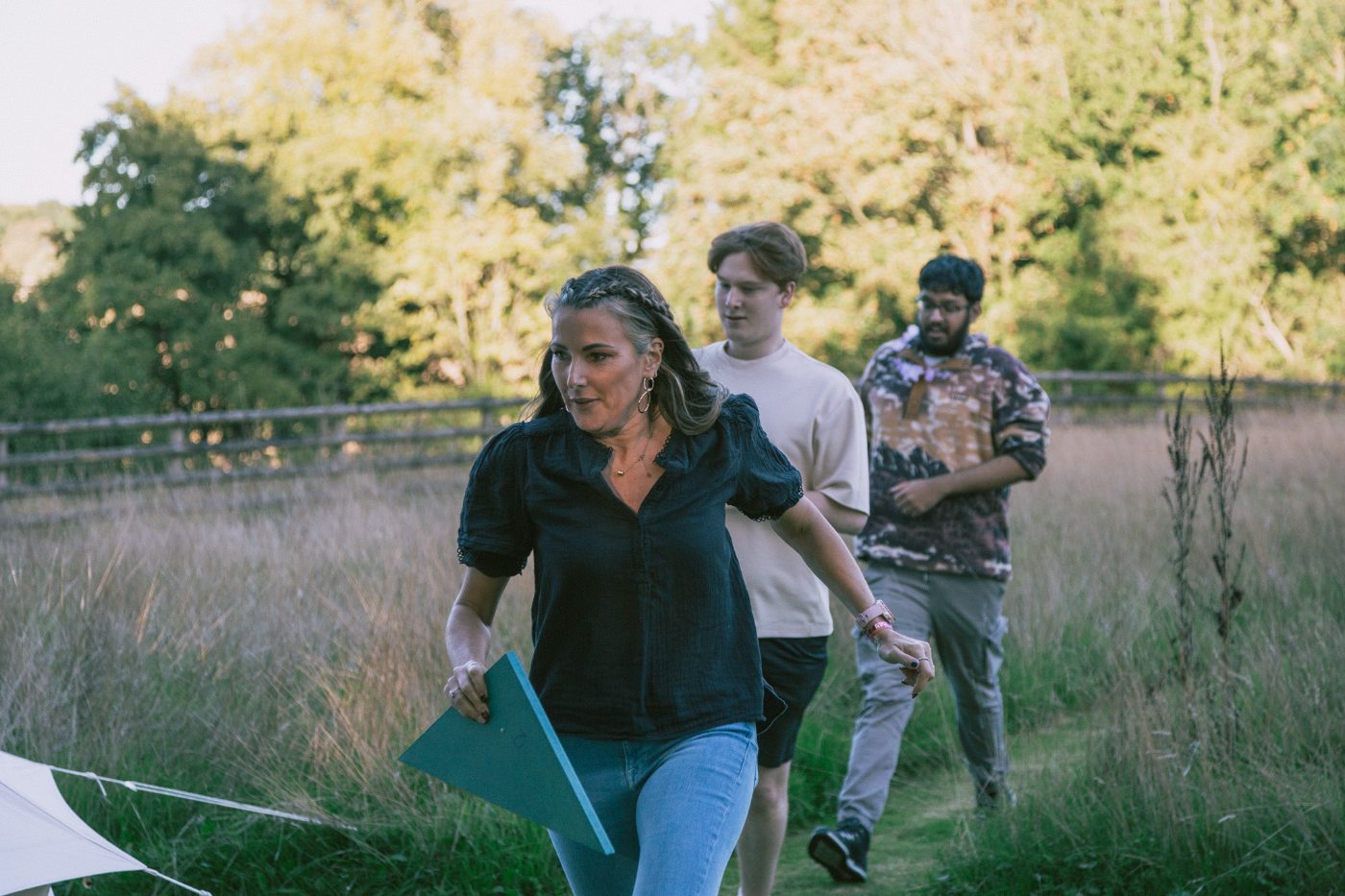 Teams racing in the garden games