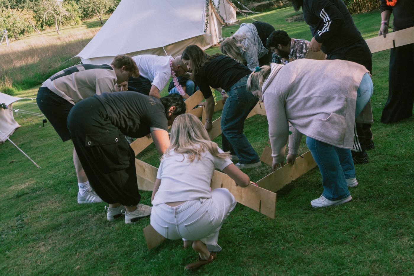 Team racing to finish the planks